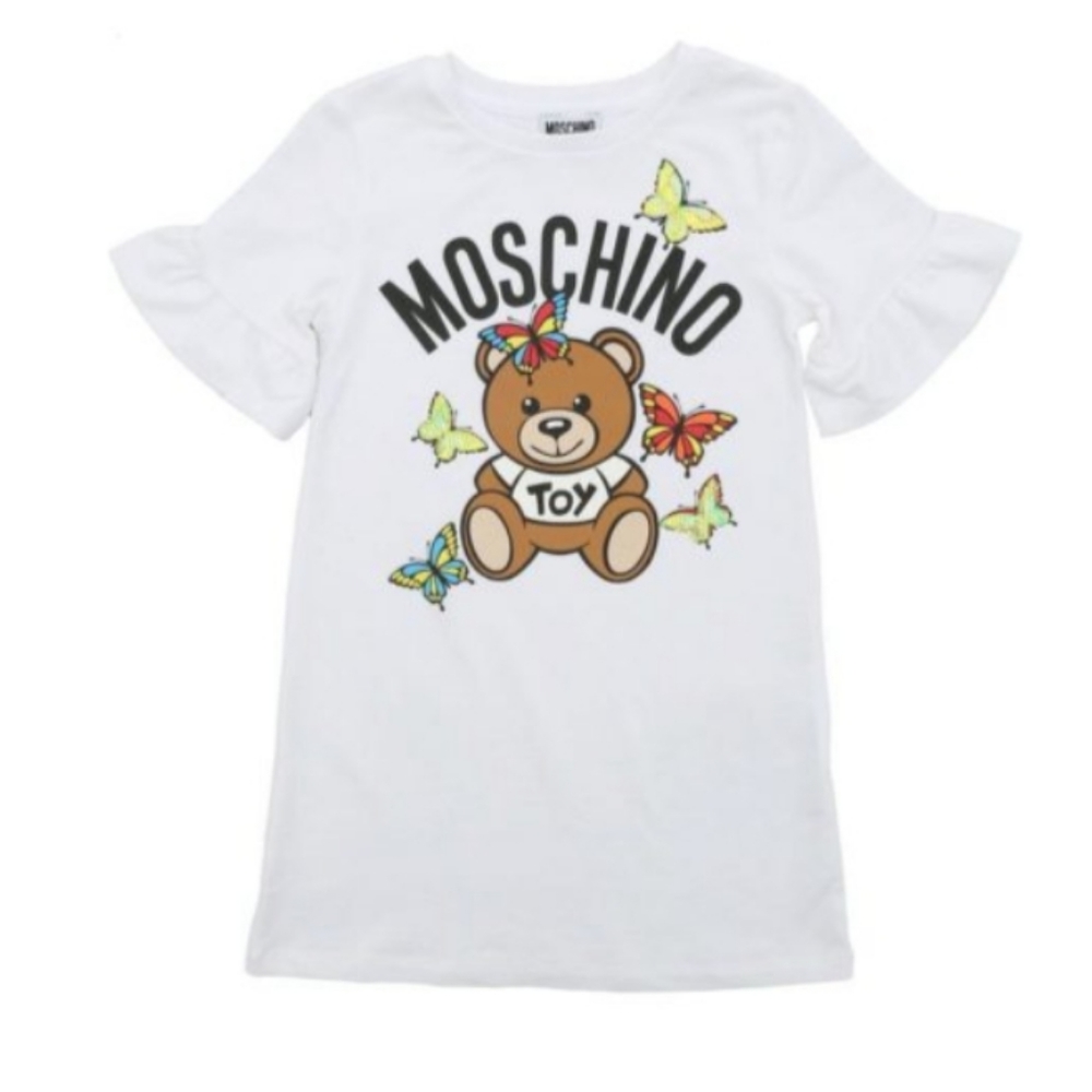 MOSCHINO Teen - Teddy Bear White Dress with Butterflies 🦋 - KIDS